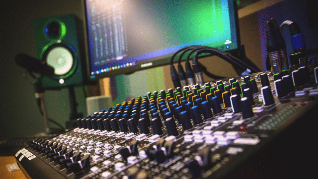 Display monitor in music studio