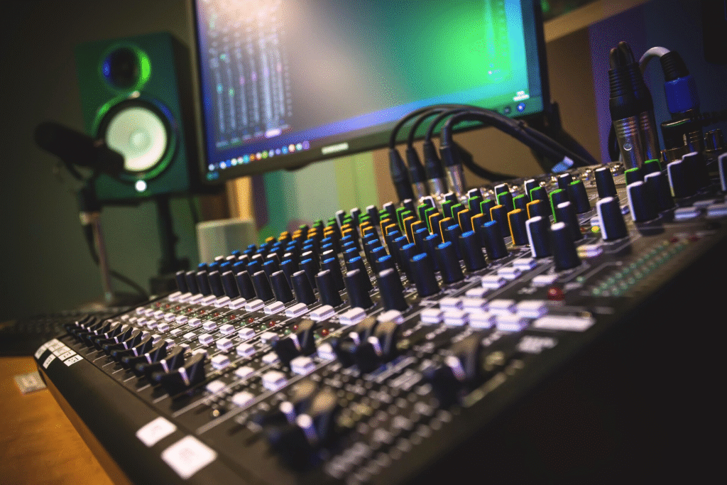 Display monitor in music studio 