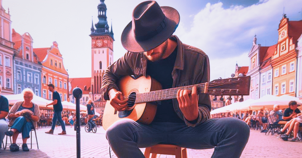 Artist is Playing Guitar