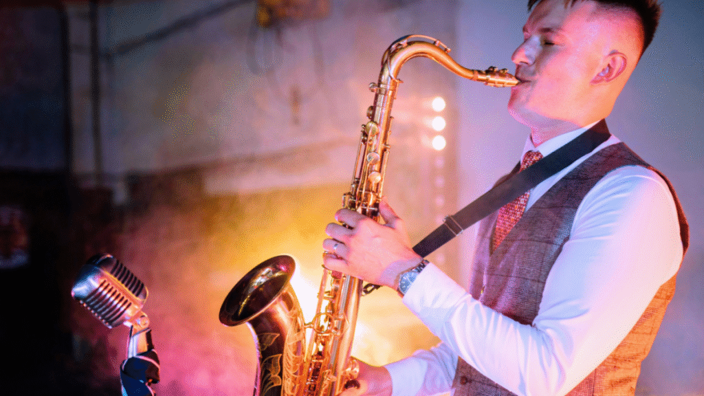 The Artist is Playing The Saxophone