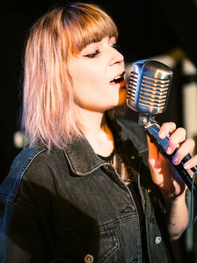 Girl practicing singing
